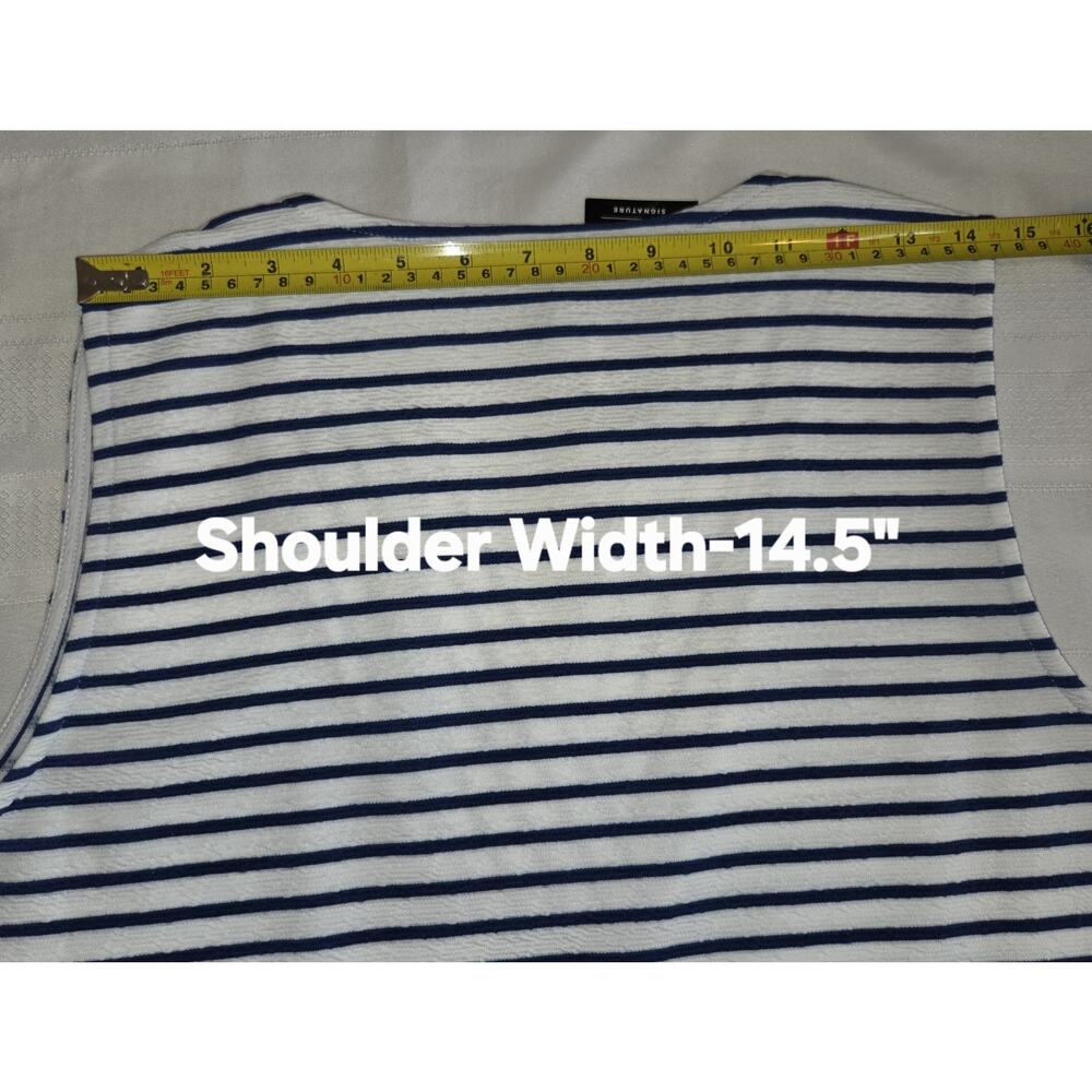 Jones NY Signature Striped Top Womens SIZE L Striped Blue White Nautical NWT - Picture 13 of 16